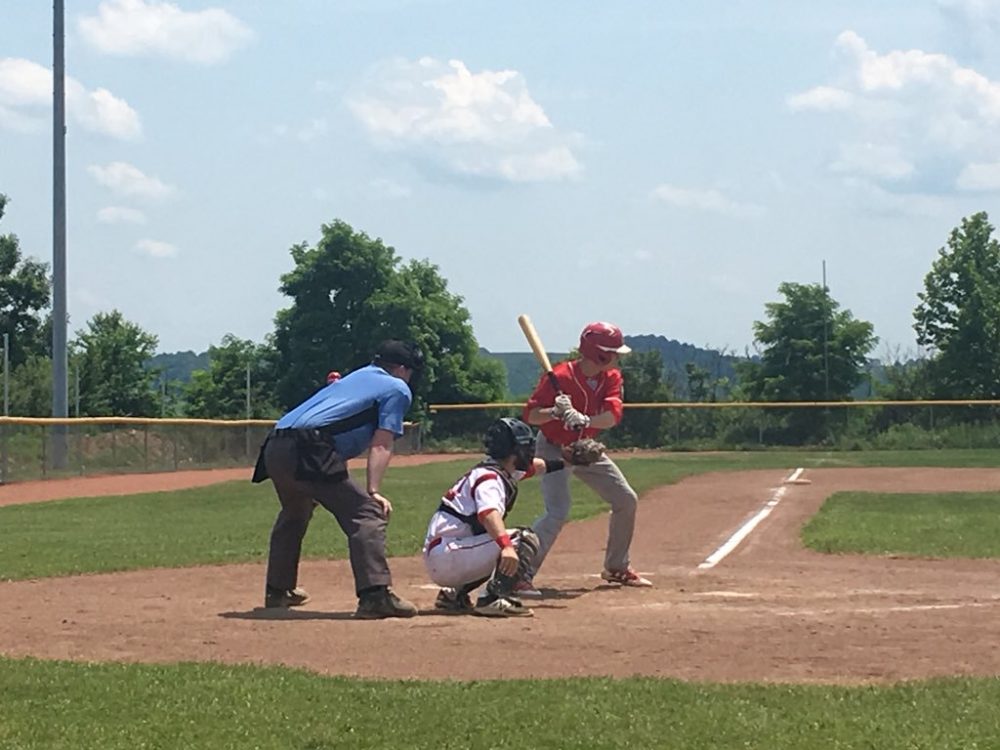 Baseball players playing on Anker Field