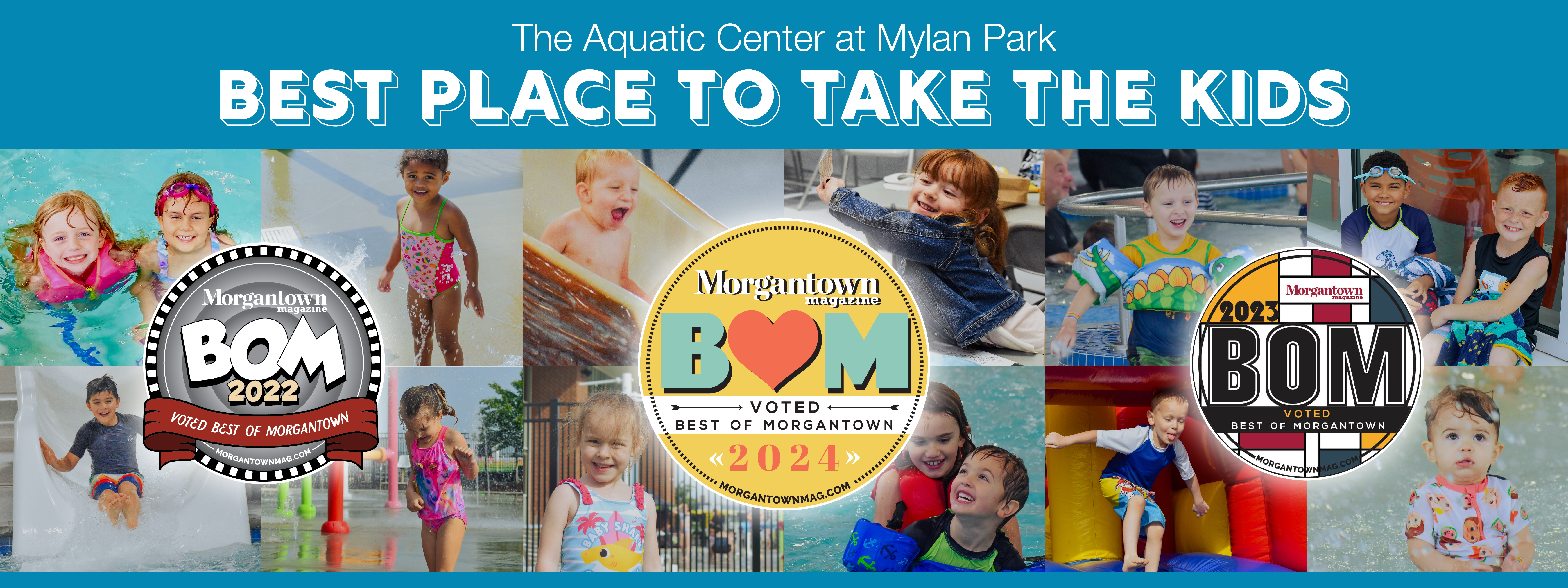 The Aquatic Center at Mylan Park voted The Best Place to Take the Kids in Morgantown, WV for 2022, 2023, and 2024