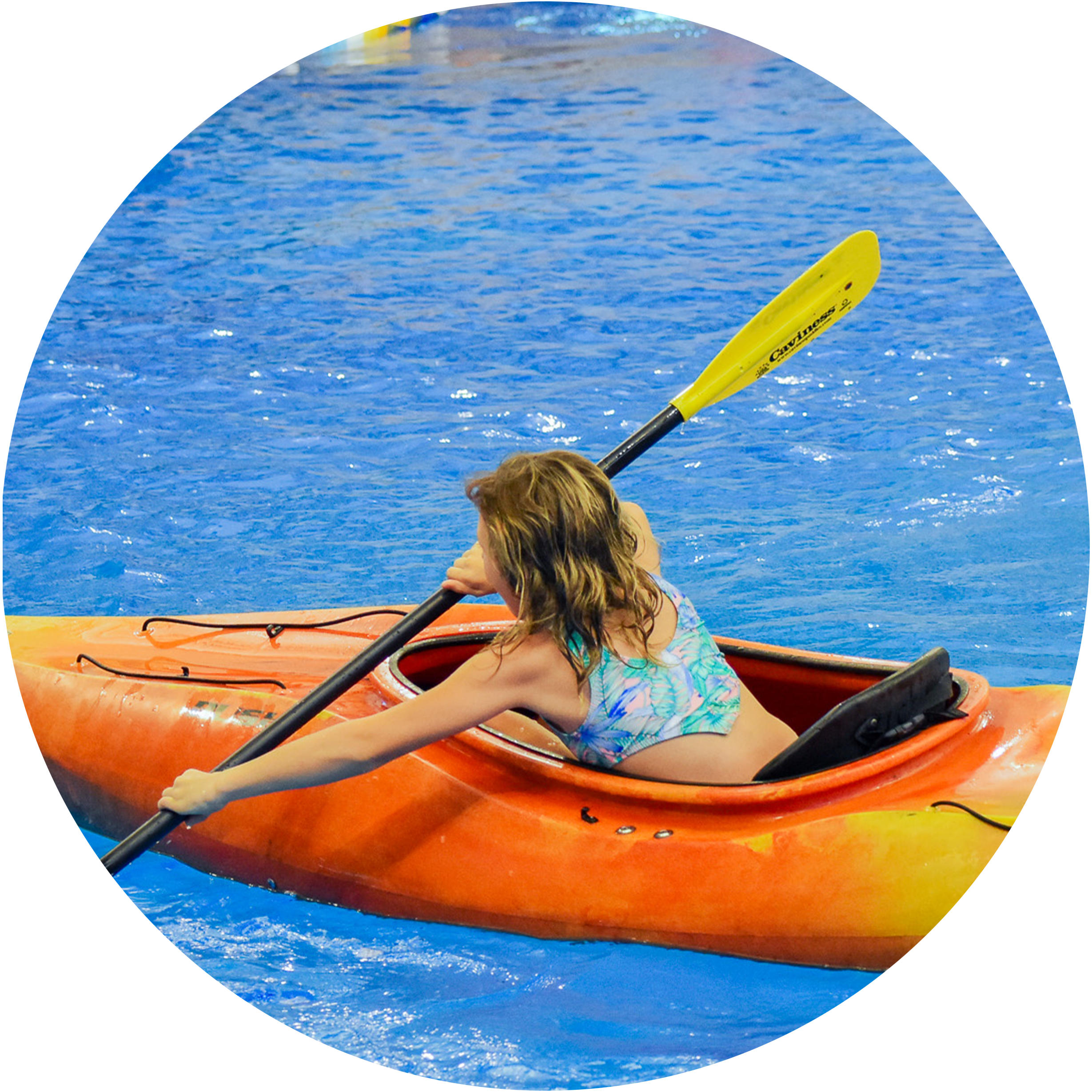 Girl Kayaking in the Dive Well at The Aquatic Center at Mylan Park