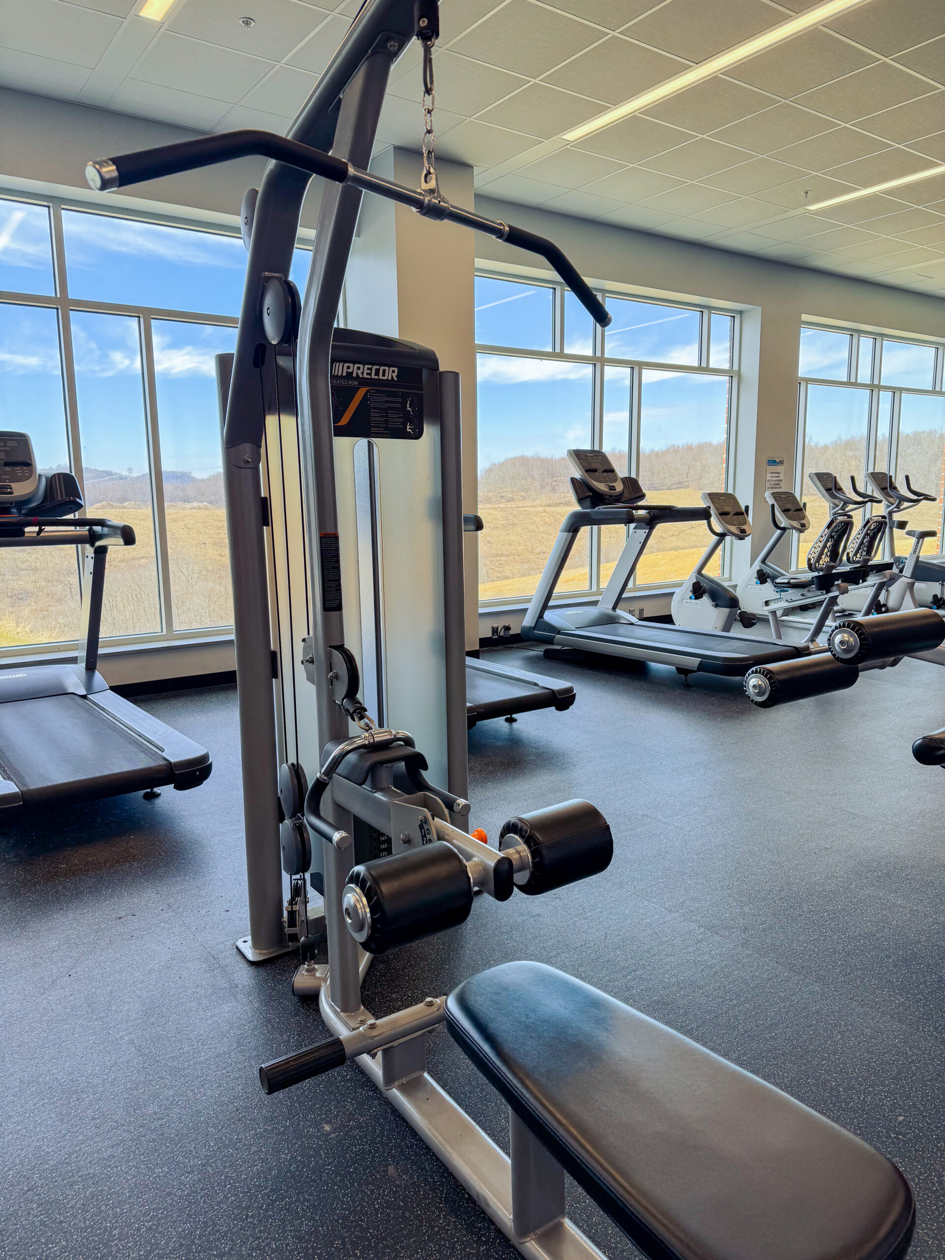 Seated Row Machine and Treadmills 2nd Floor Fitness Center at The Aquatic Center at Mylan Park