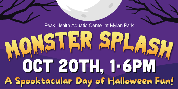 4th annual Monster Splash at The Peak Health Aquatic Center at Mylan Park on October 20th, 2024 from 1-6 PM.