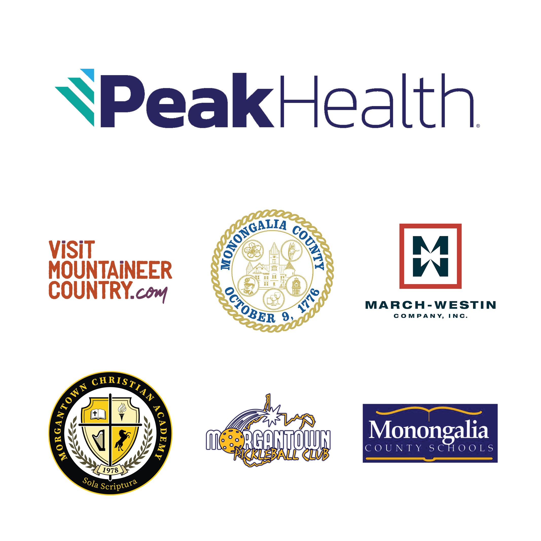 Current Corporate Program Participants: Peak Health, Mountaineer Country CVB, Mon County Commission, March Westin, Morgantown Christian Academy, Mylan Park Pickleball Club, and Mon County Schools (BOE)